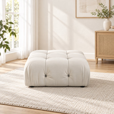 Jesse 34.5" Wide Velvet Tufted Square Standard Ottoman