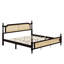 Lit en bois de pin avec tête et pied de lit en rotin-370560735-370560716