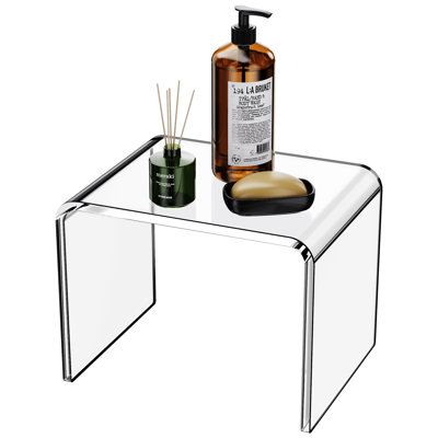 Clear Acrylic Foot Stool, Acrylic Accent Stool, Vanity Stool For Bathroom Holds Up To 250lbs Clear (with Non-slip, 12.6