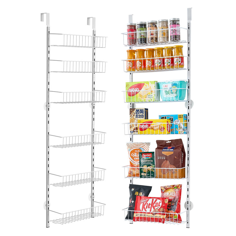 6-Tier Over the Door Pantry Organizer Hanging Storage Rack Adjustable Kitchen, White