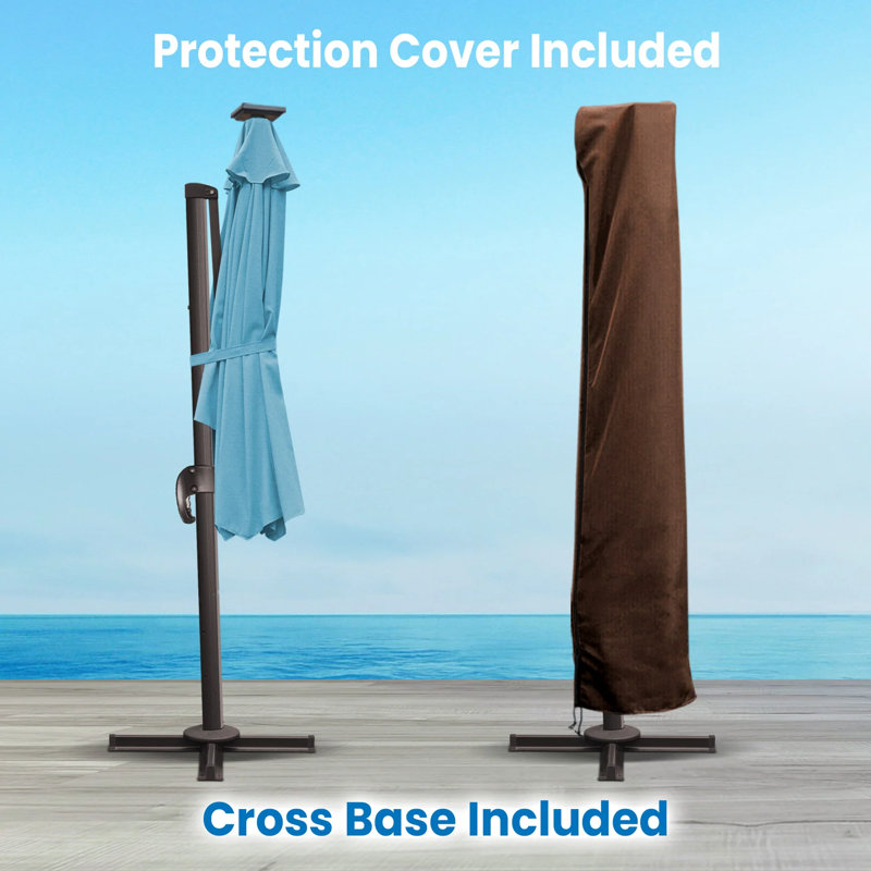 Parasol 11 'Deluxe Sunbrella, Bleu ciel