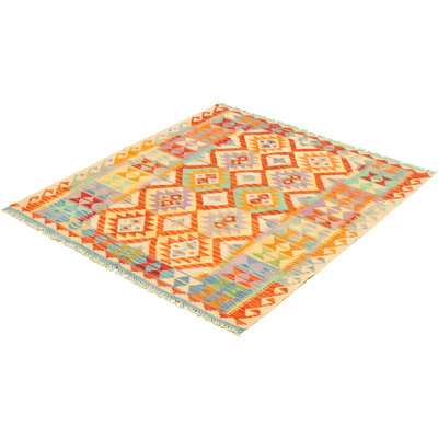 Tapis décoratif en laine de conception unique 4 pi 9 po x 5 pi 11 po noué à la main New Age
