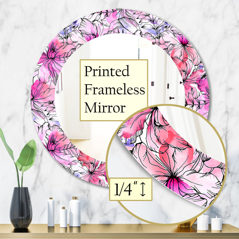 Pink Blossom 22 - Miroir moderne, H 31,5 po x l po