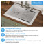 Évier de cuisine à quartz encastrable en pierre composite avec deux trous de robinet L 30 po x l 22 po Quartz-123687616-118658702