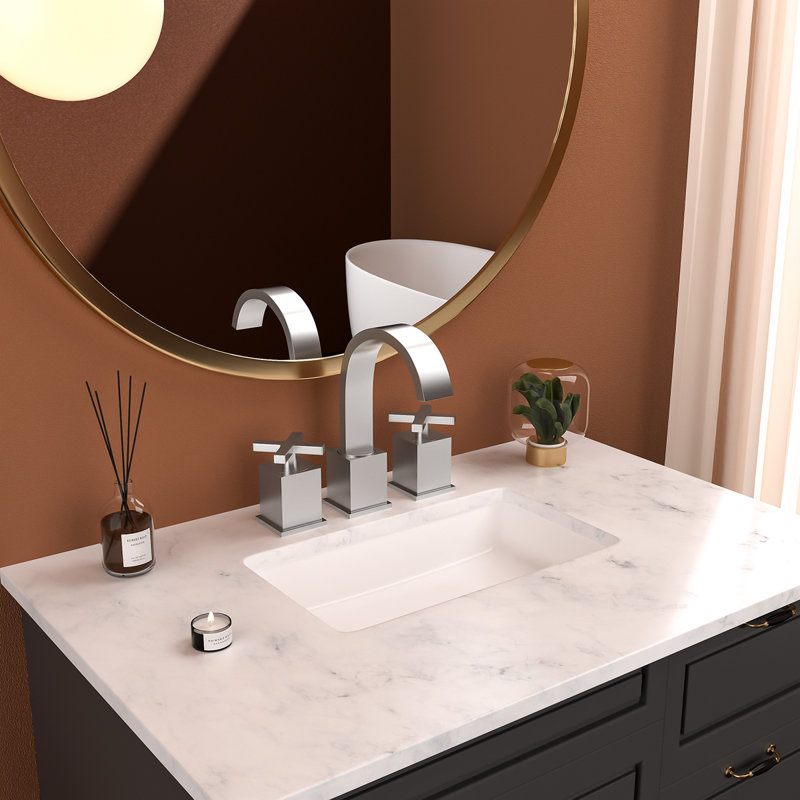 2 Handle Widespread Bathroom Faucet 3 Hole, With Pop Up Drain And 2 Water Supply Lines