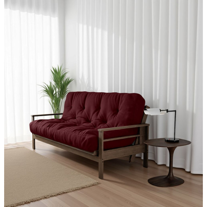 Hidemitsu Futon Sofa Bed Pocket Coil Foam Mattress - USA Made, CertiPUR-US Certified, Dark Red