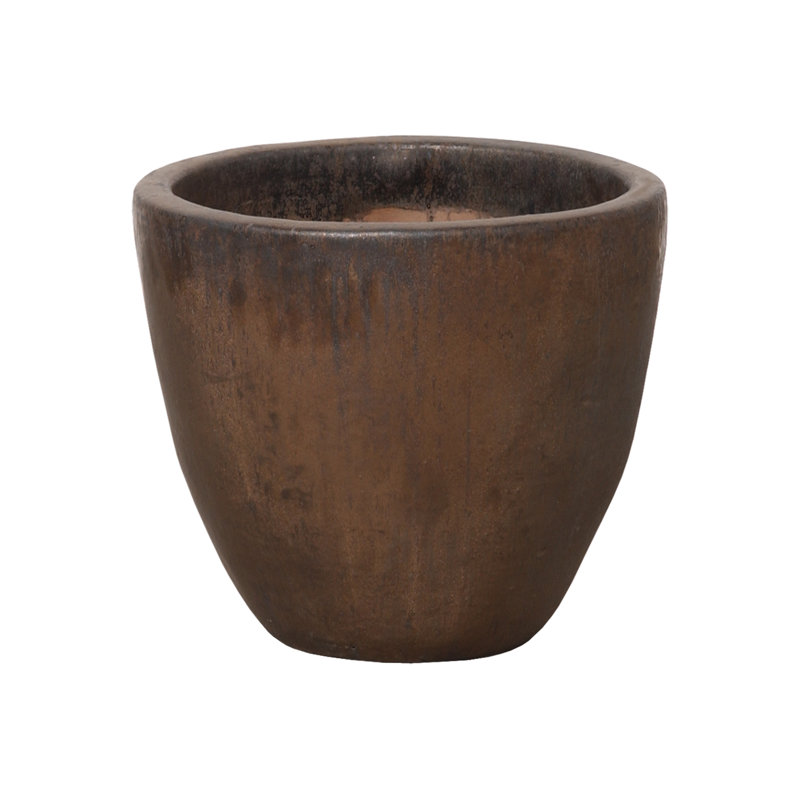 Silsbee Handmade Ceramic Planter, 12" H x 13" W x 13" D, Dark Brown