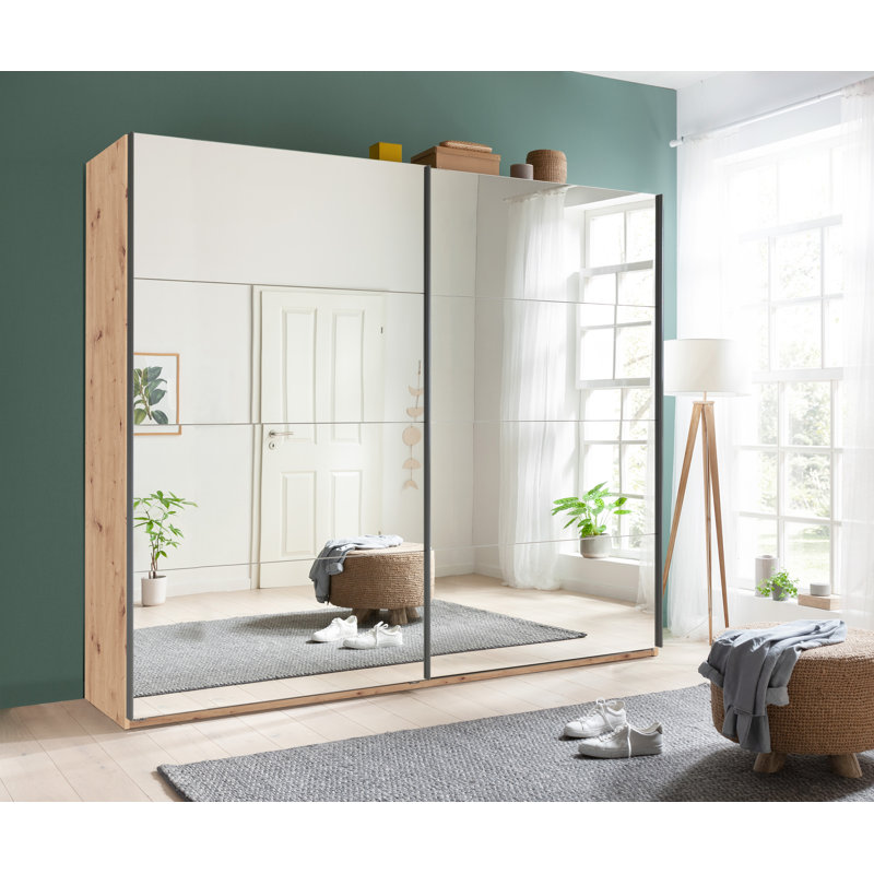 Systema 2 Door Manufactured Wood Wardrobe, 223cm H x 250cm W x 60cm D, Oak