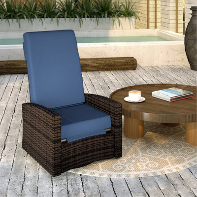Outsunny Reclining Rattan 360° Swivel Chair Cushioned Recliner