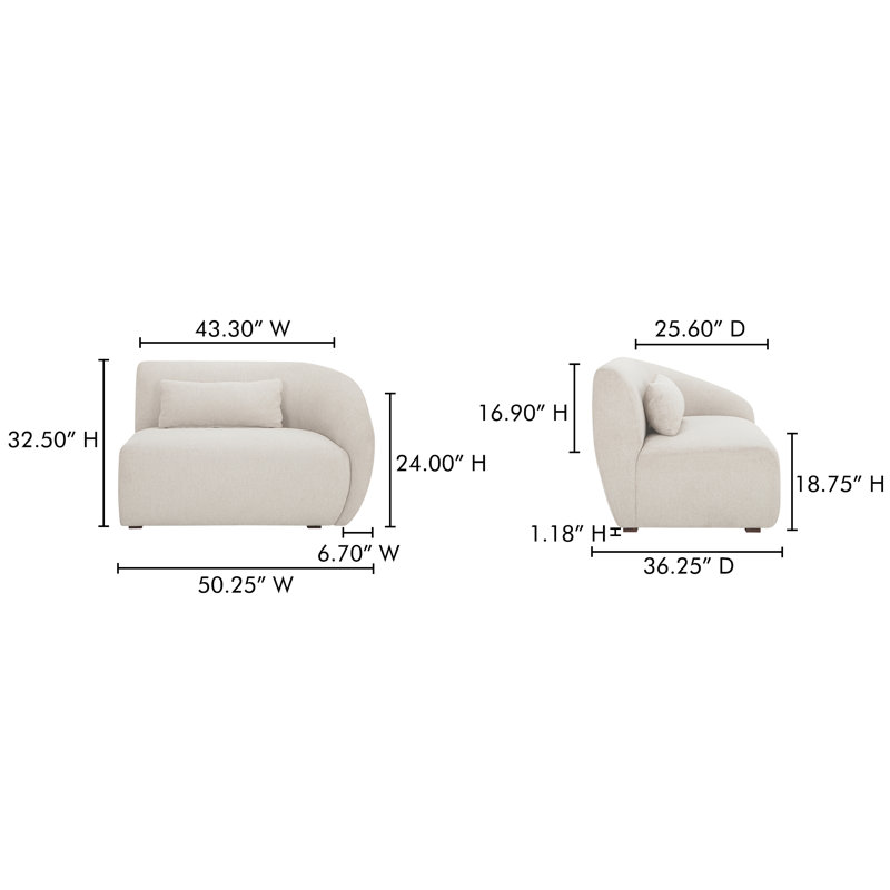AMELIA RIGHT ARM FACING CHAIR WARM WHITE, Warm White