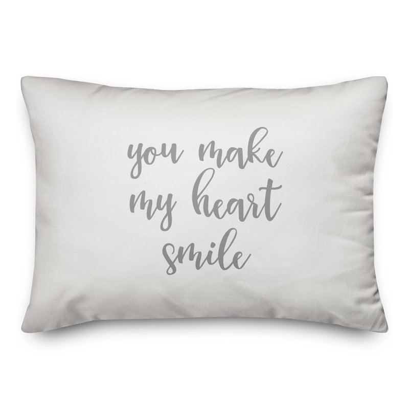  Coussin You You My My Heart Smile, Gris / blanc