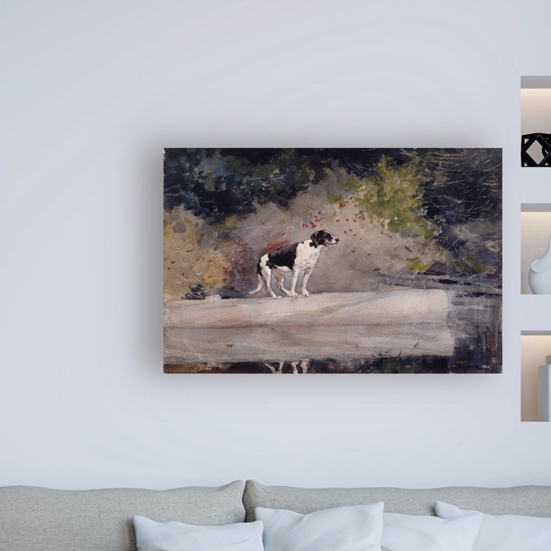 « dog on a log » par winslow homer, impression sur toile tendue, H 22 po x l 32 po x P 2 po