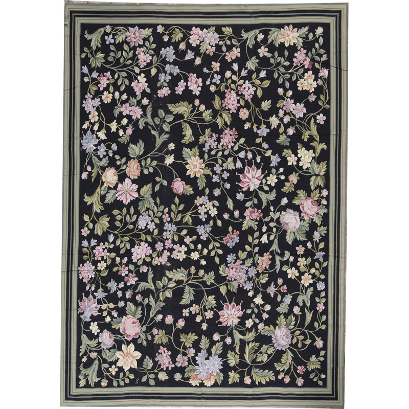 Hand-Knotted High-Quality Black Area Rug