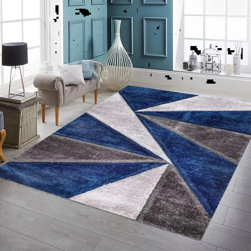 Geometric Shag Area Rug, Rectangle 200 x 290 cm