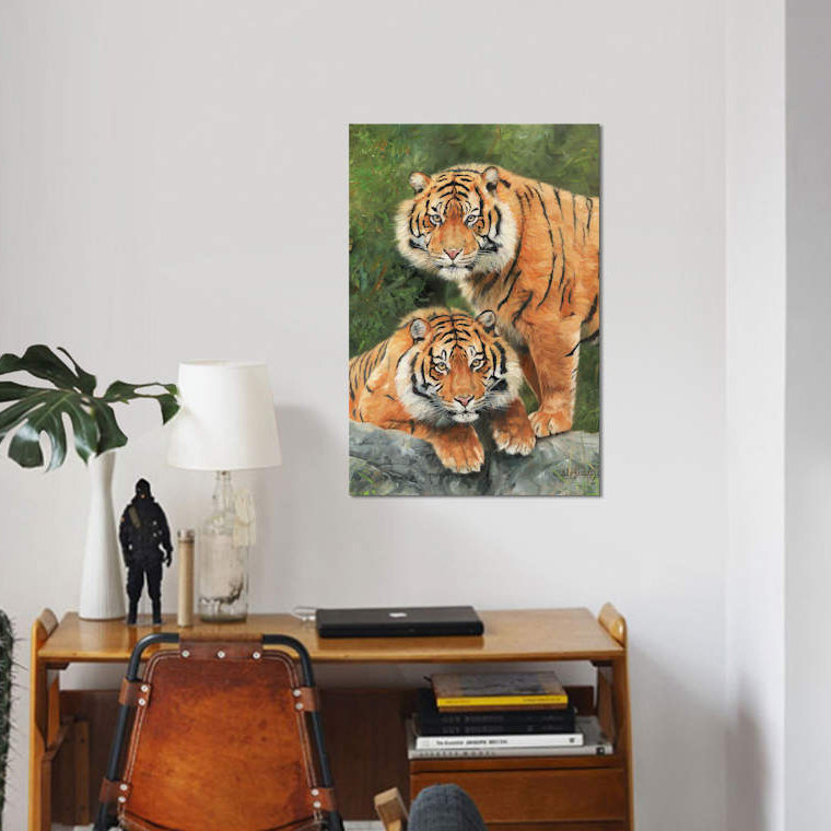 «Pair of Sumatran Tigers», impression sur toile, H 12 po x l 8 po x P 0,75 po, Pas de tapis, Toile tendue
