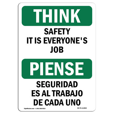 Osha Think Sign - Safety It Is Chacun's Job