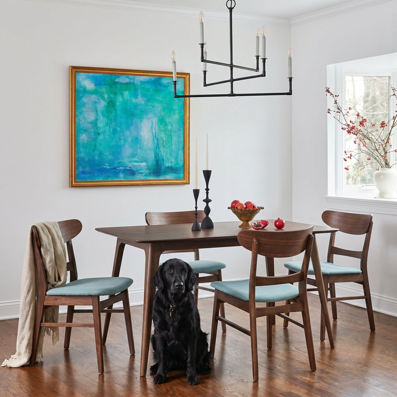 Armgart 4-Person Dining Set, Natural Walnut, Mint
