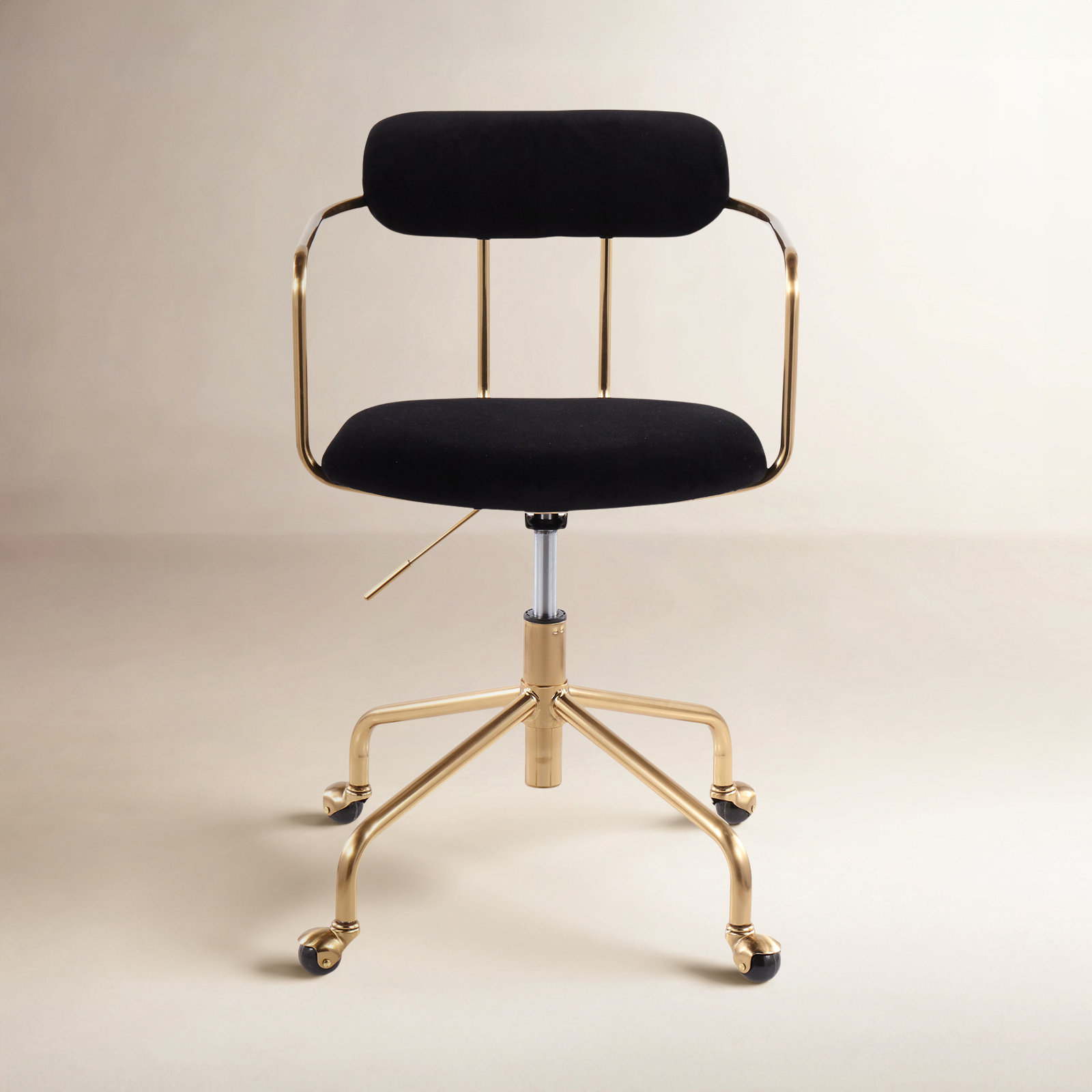 Erma Swivel Office Chair, Gold, Black Velvet