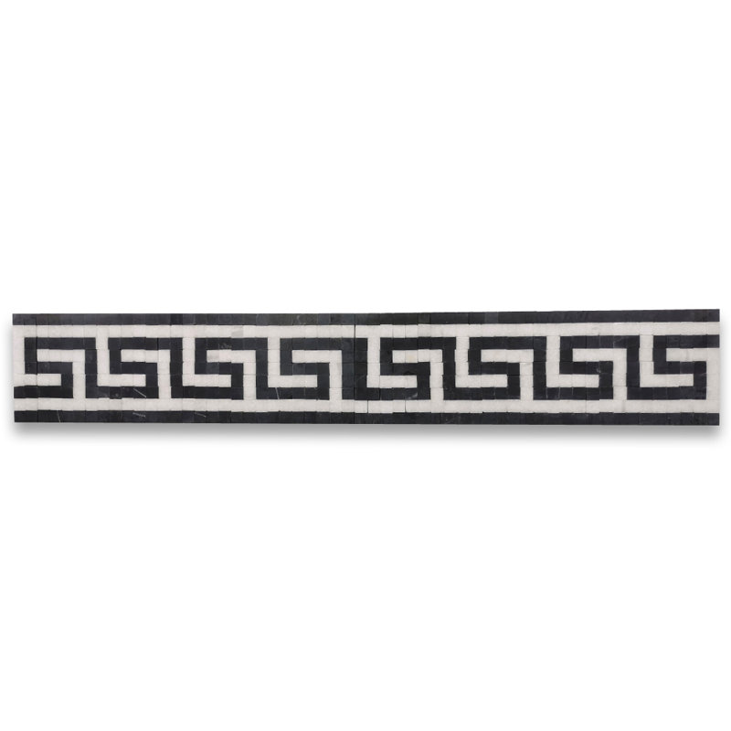 Carreau de mosaïque en marbre pour mur et plancher 3,5 po x 11 po Carrara, Blanc / brun