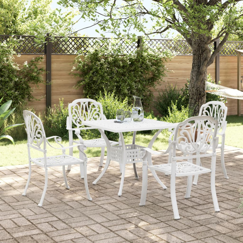 Canora Grey Patio Dining Set White Cast Aluminum, 4