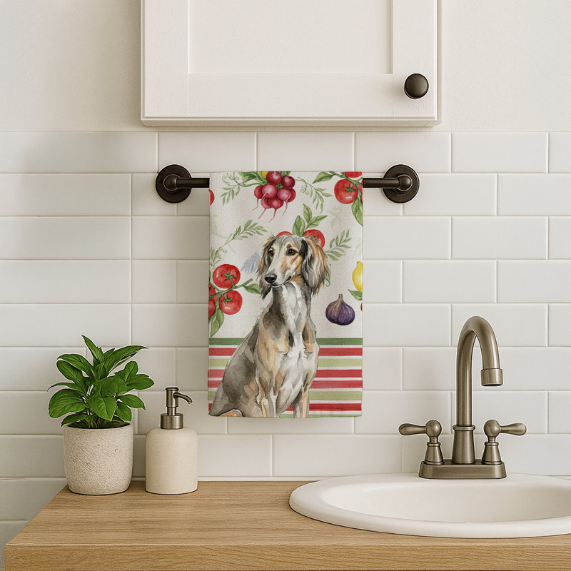 Grizzle Saluki Vegetables Kitchen Towel, Grizzle Saluki