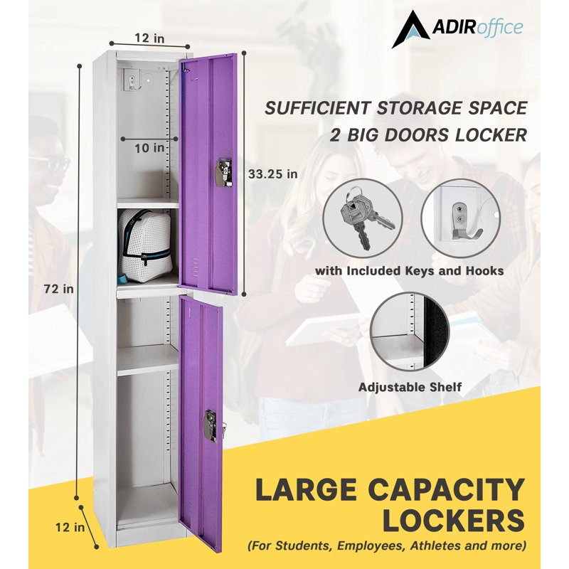 12'' Wide Purple Steel 2-Tier Ventilated Lockers Set