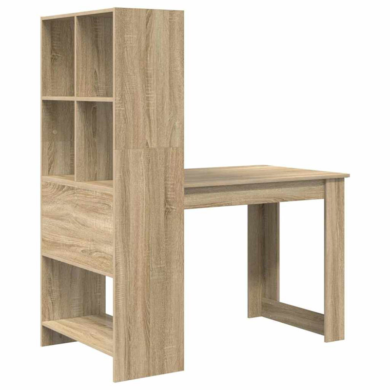 Desk With Shelf 122 X 67 X 145 Cm Engineered Wood, Sonoma Oak
