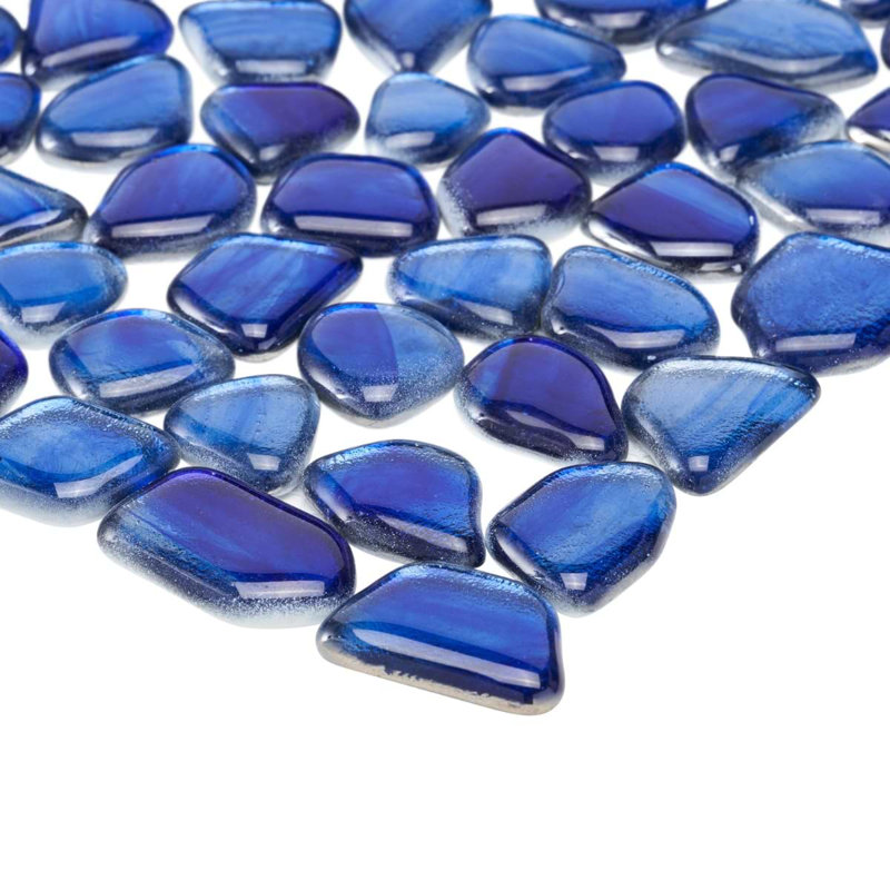 Komorebi 12x12 Pebble Polished Glass Mosaic Tile, Athens Blue