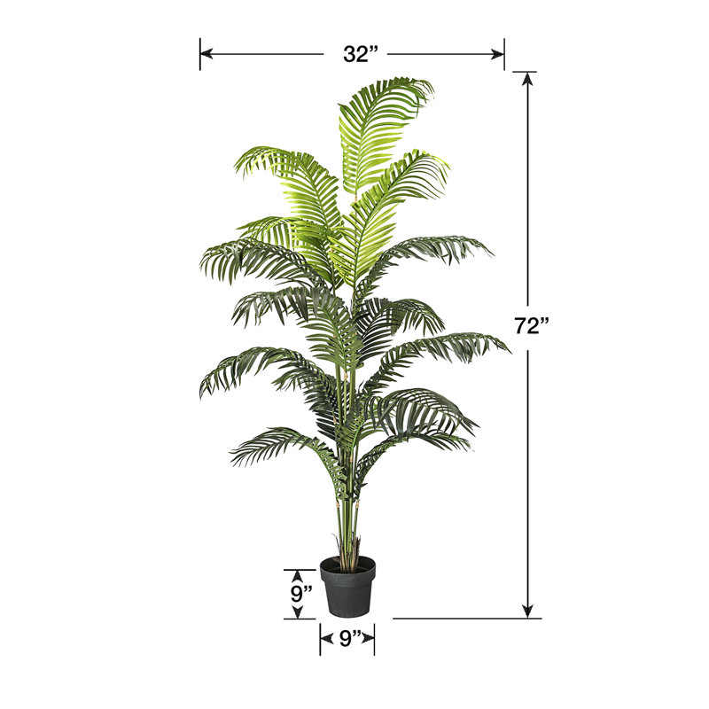 Faux Palm Tree in Pot, 72" H x 32" W x 32" D