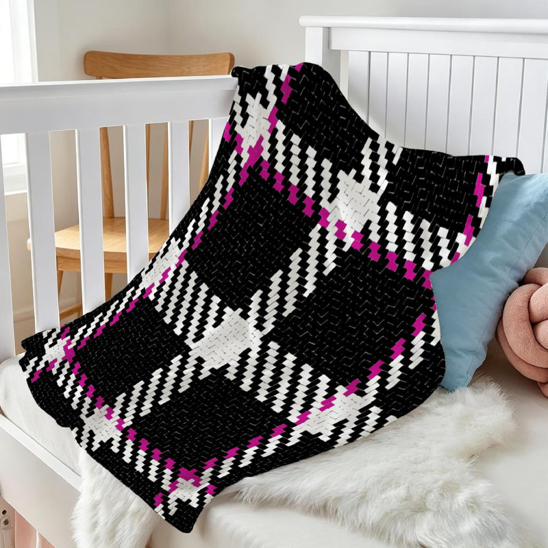 Jeté en molleton noir ultra doux en flanelle, motif bûcheron à imprimé tendance, Jeté 30 po x 40 po