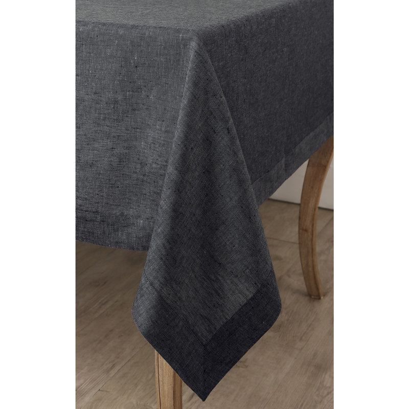 100% Pure Linen Tablecloth - Athena, Charcoal Gray, 132" x 60"