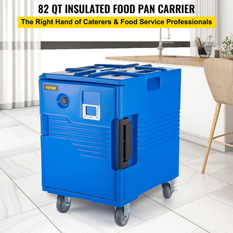 Blue 95 Qt Insulated Food Pan Carrier with Wheels