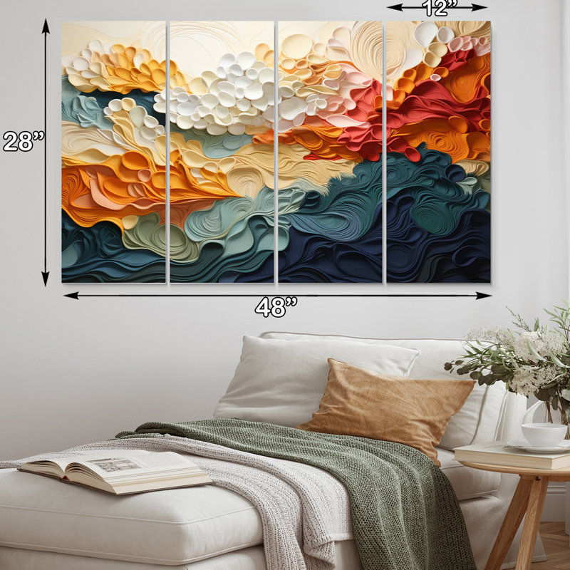 Biomorphism Organic Forms VI - Art mural moderne sur toile - 4 panneaux