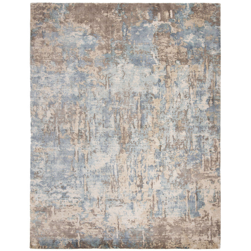 Tapis gris tissé à plat à la main Mcelroy, Rectangle 6 pi x 9 pi