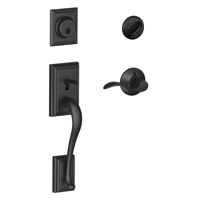 Addison Handleset with Single Cylinder Deadbolt and Accent Door Lever and Rosette, Matte Black, Left