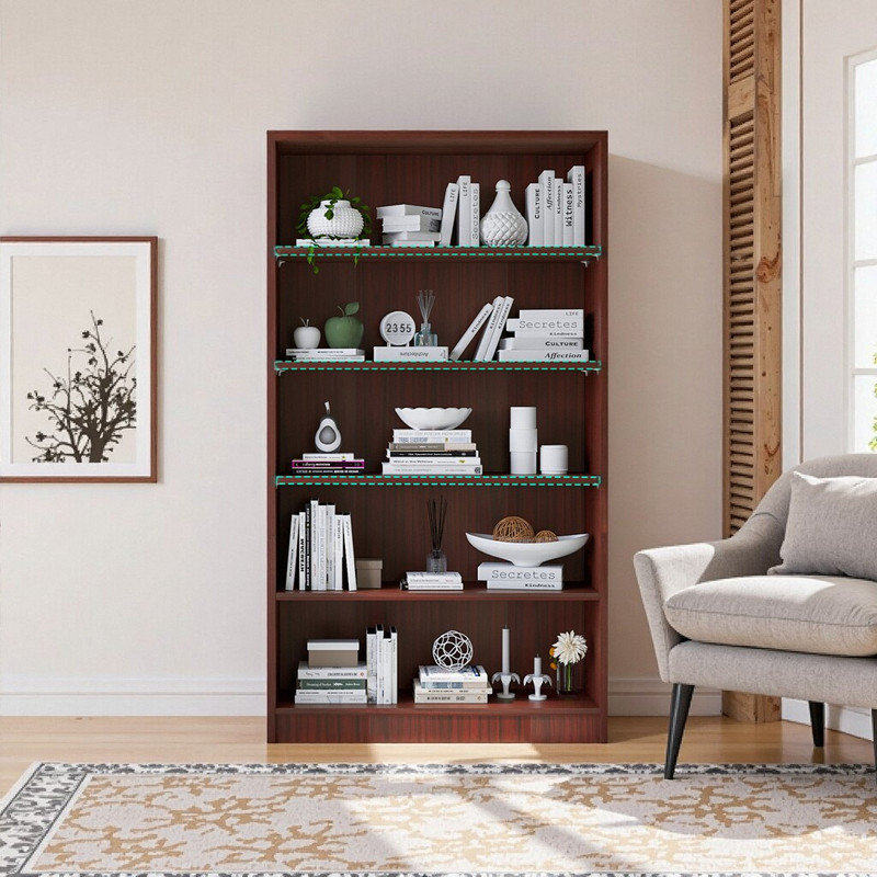Bibliothèque de bureau robuste à 5 niveaux, Brun
