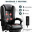 Chaise de bureau avec réglages de massage et de chaleur - Épaissie, hauteur réglable, tissu respirant inclinable 8 modes, rembourrée, matériaux