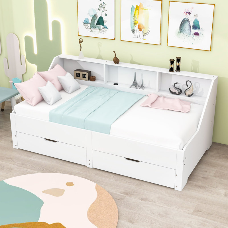 Lit de jour simple avec couchette Nagey, Blanc