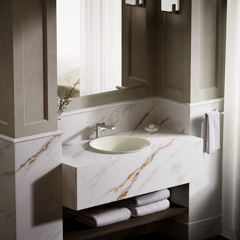 Carillon Circular Vessel Bathroom Sink, Biscuit
