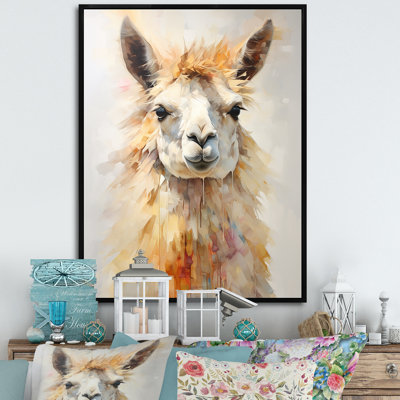 Furry Llama Portrait, reproduction d'art sur toile