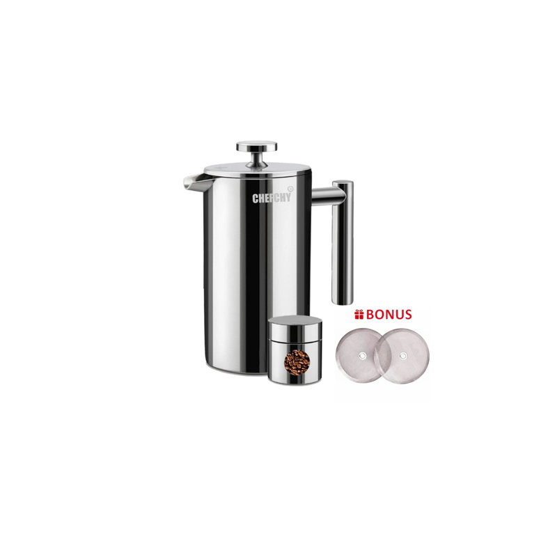 Chefchy French Press 4L French Press, Stainless Steel