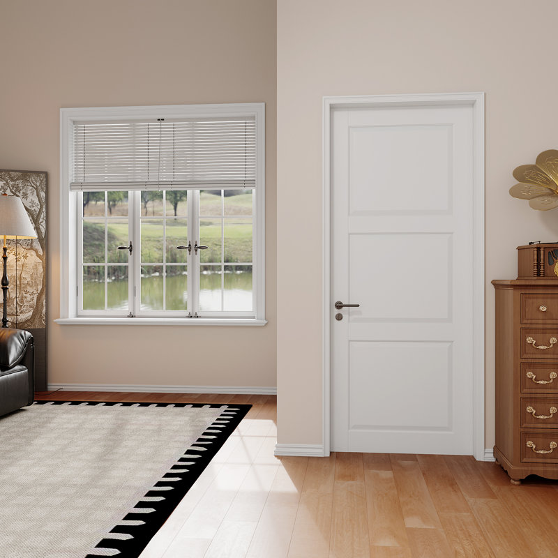 Porte intérieure en bois massif apprêté à 3 panneaux 32 po x 80 po H 32 po x 80 po, 32 po x 80 po