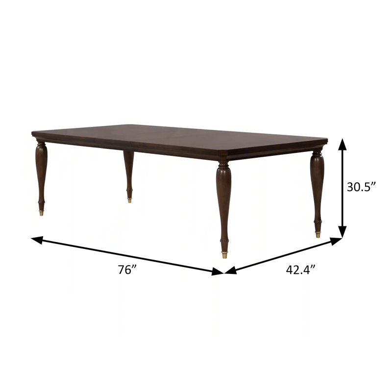 Table de salle à manger de 76 po de largeur avec feuille de 18 po, cerisier foncé