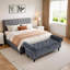 Velvet Upholstered Storage Bench-608323936