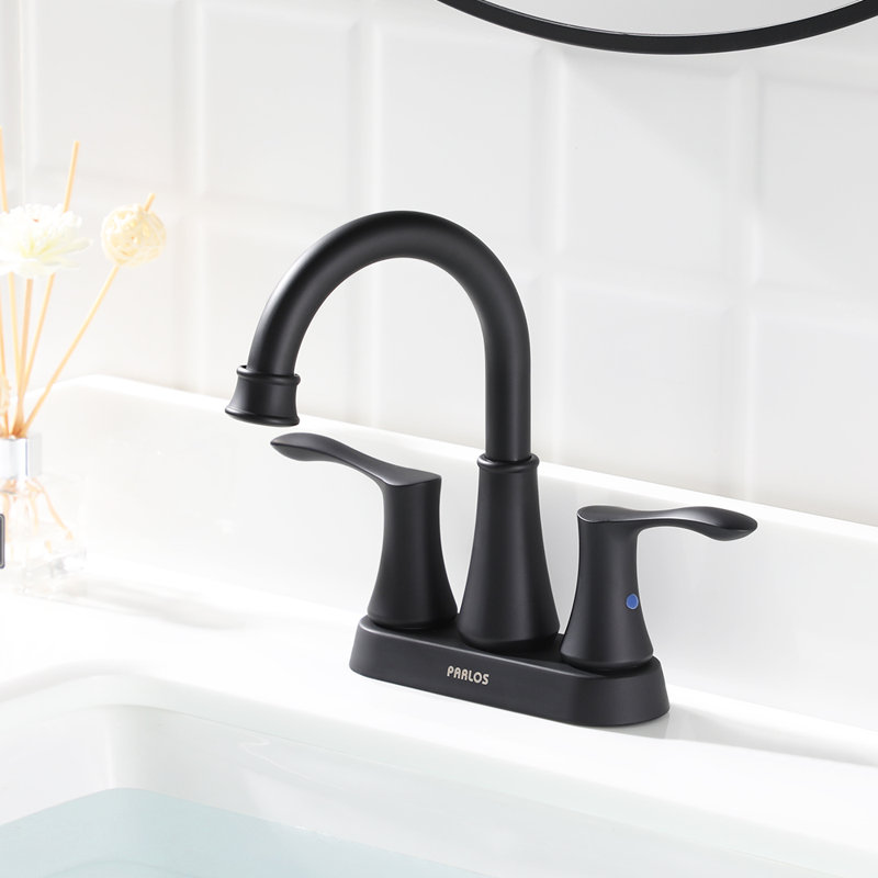 Centerset 2-handle Bathroom Faucet with Drain Assembly, Matte Black