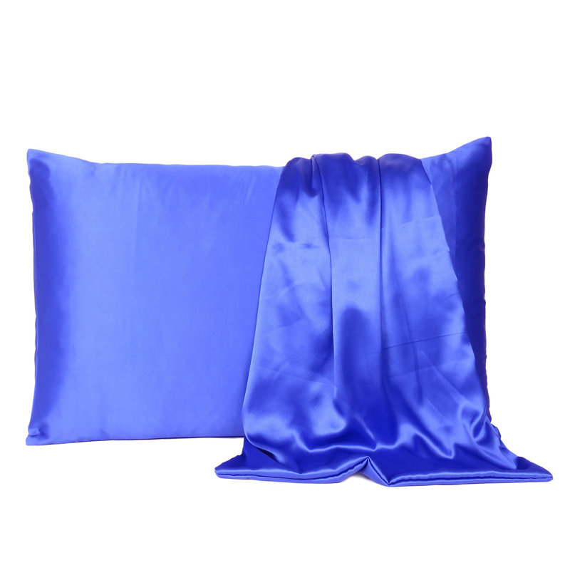 Taie d'oreiller en satin , Standard, Bleu royal