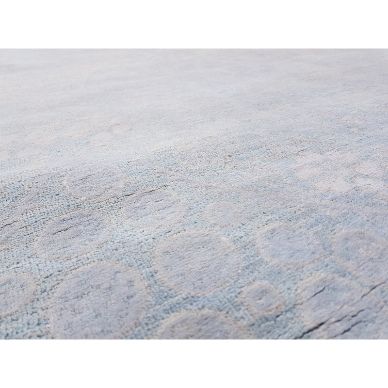Tapis gris / bleu 3 pi 11 po x 16 pi 6 po One-of-a-Kind