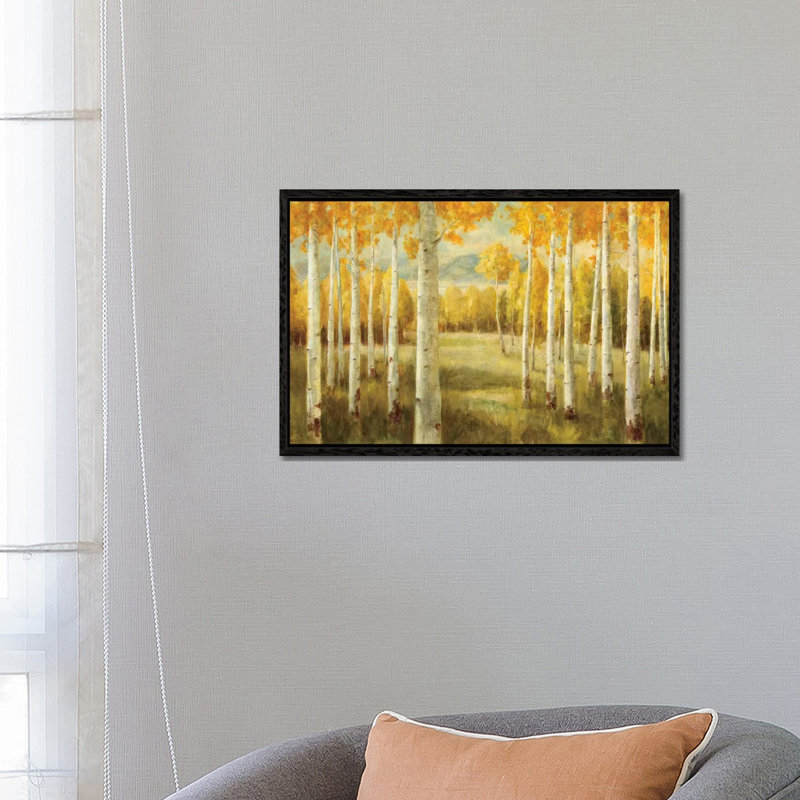 Aspens by Danhui Nai - Painting on Canvas, 66.04 cm H x 45.72 cm W, Black Framed
