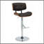 Tabouret de bar réglable avec pivot en métal chromé, bois de noyer et similicuir espresso avec repose-pieds droit en T - ensemble de 2-2090230705