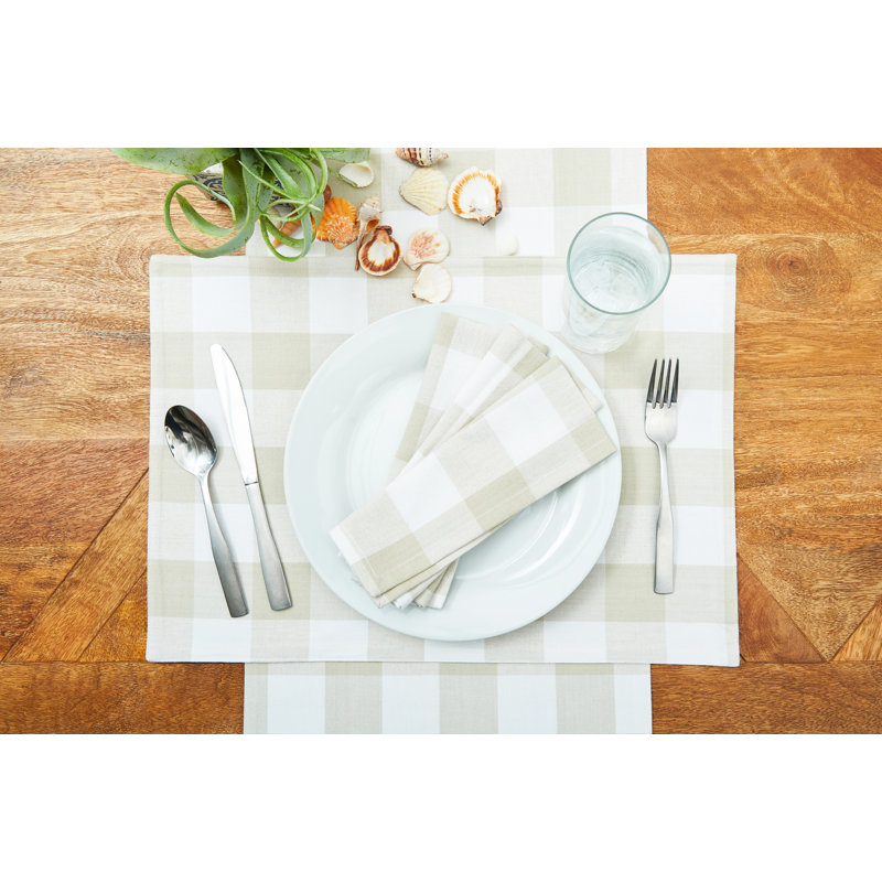 Bania Franklin Gingham Check Cotton Napkin, Pebble